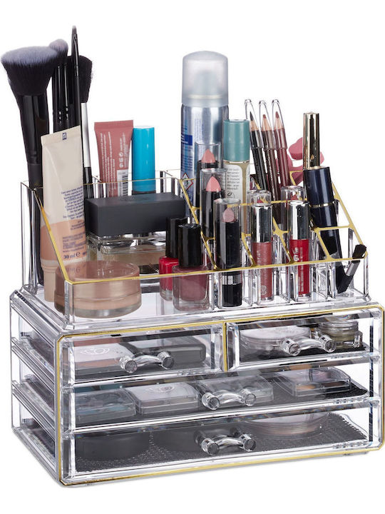 Relaxdays Organizator Cosmetice Cu 4 Sertare Tr...