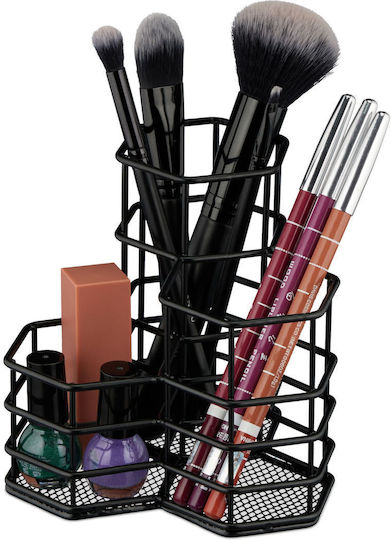 Relaxdays Organizator Cosmetice Cu Separatoare Negru 12.5x12.5x12cm