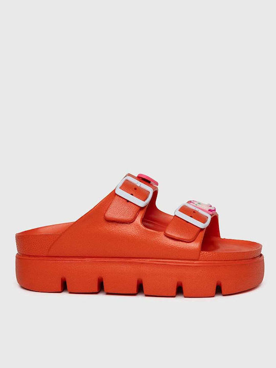 Women's Flip Flops Style Sandals with Platforms in Orange Color