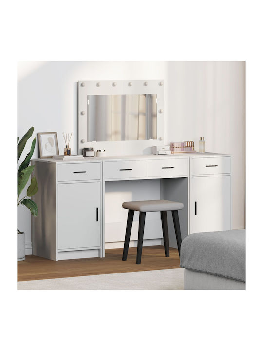 Bodenstehende Schminktisch Schlafzimmer Holz Weiß mit Spiegel 78.5x41x135cm