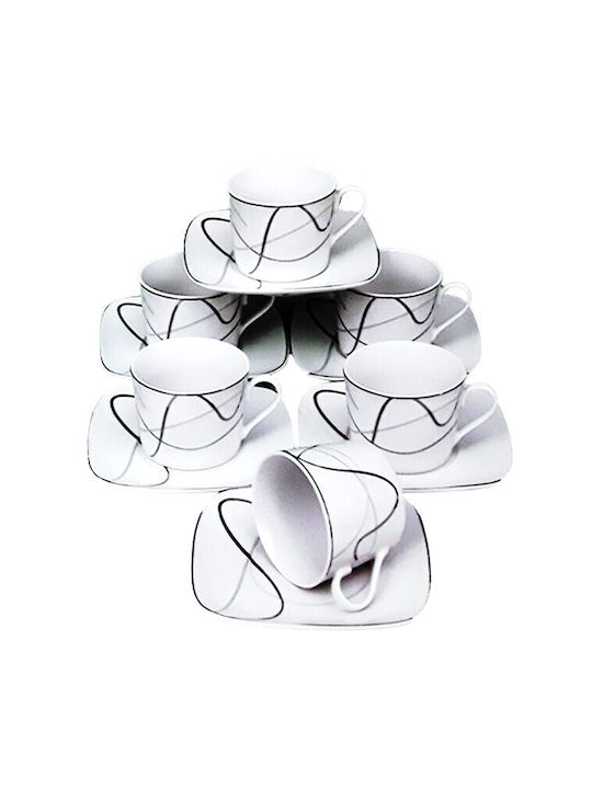 Galifas Set Tassen Tee aus Porzellan Weiß 200ml 6Stück