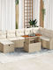Garten- und Outdoor-Möbelsets Typsatz Wohnzimmer 9 Stück Beige mit Kissen