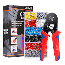 Kit de sertizare cabluri electrice Onuvio, clește de sertizare cu ferule, auto-ajustabil, revenire automată, 0.25-10mm, 1300 pini terminali