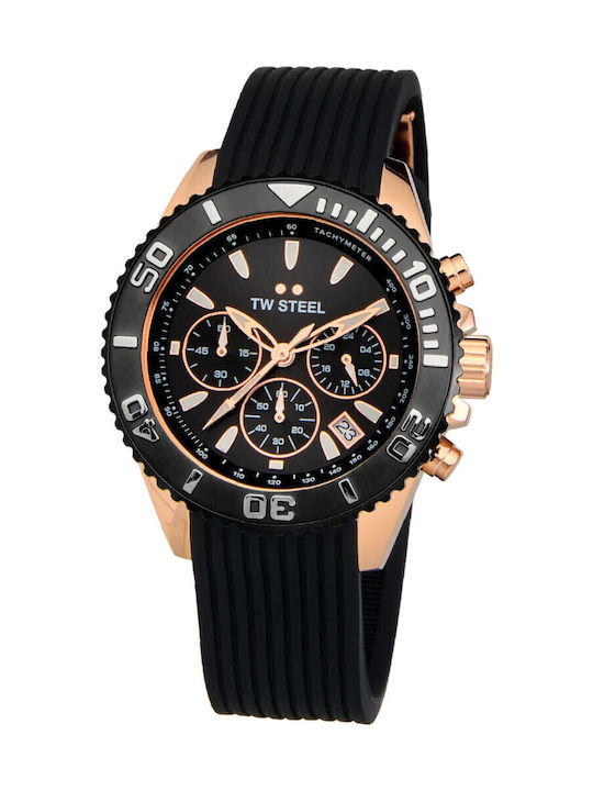 TW Steel Men's Watch Chronograph Battery with Black Rubber Strap