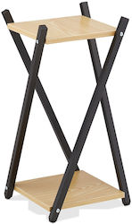 Wood Steel Flower Stand 2 Shelves 57 X 29 X 29 Cm Black Light Brown Wood Steel Flower Stand 2 Shelves 57 X 29 X 29 Cm Black Light Brown