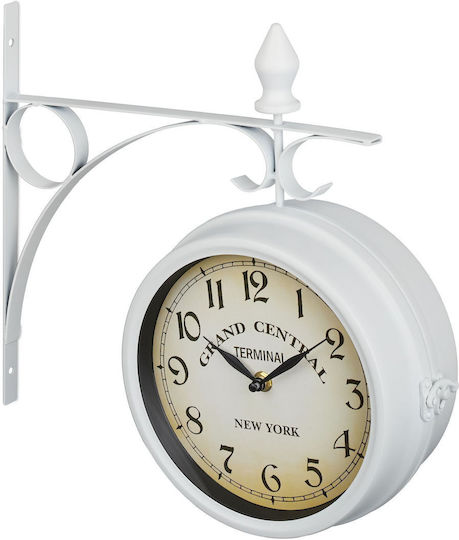 Vintage Wall Clock Double-sided 34 X 35 X 10 Cm White