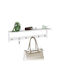 Raft cuier de perete 6 cârlige bambus metal dimensiuni 18 x 75 x 16 cm alb Relaxdays