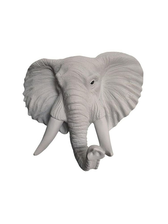Sculptură de Perete Elefant din Rășină Decorare Casă Alb 20x9x21.5cm