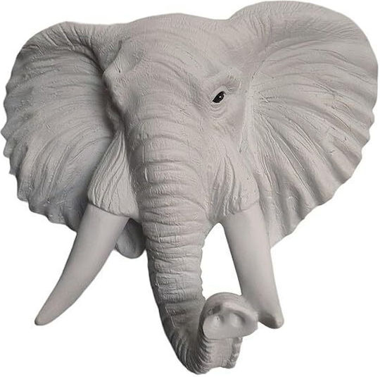 Resin Elephant Wall Sculpture Home Decoration White 20x9x21.5cm
