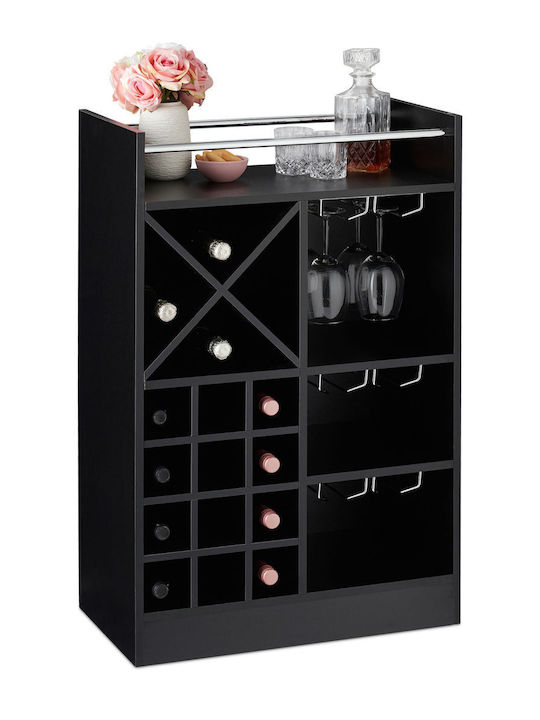 Relaxdays Wine Bottle Rack 22 Bottles 3 Holders 18 Glasses Shelf Black 96 X 63 X 35 Cm Relaxdays Wine Bottle Rack 22 Bottles 3 Holders 18 Glasses Shelf Black 96 X 63 X 35 Cm