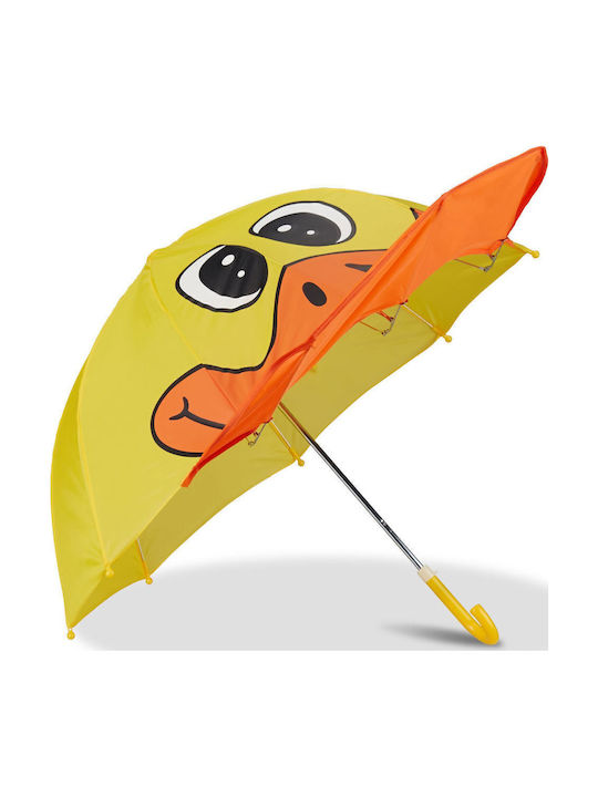 Relaxdays Kids Umbrella Curved Handle Yellow 68cm
