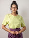 Women's Blouse Cotton Short Sleeve Yellow