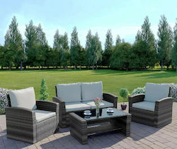 Living Room Set 4 Pieces Black with Pillows