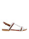 Leather Women's Flat Sandals in White Color