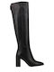 Leder Damenstiefel mit hohem Absatz Schwarz