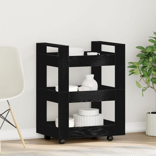 vidaXL Ραφιέρα Κουζίνας Ξύλινη 3 Θέσεων Μαύρη 60x45x80cm