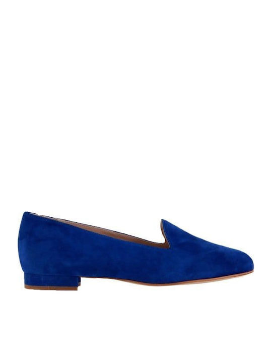 Leather Women's Loafers in Blue Color