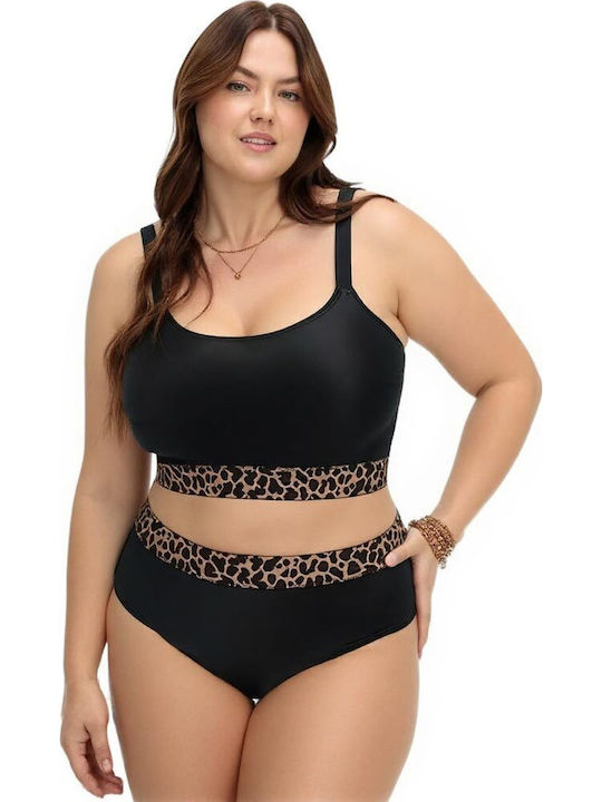 Set Bikini Μπουστάκι Animal Print Μαυρο