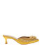 Satin Mules with Low Heel in Yellow Color