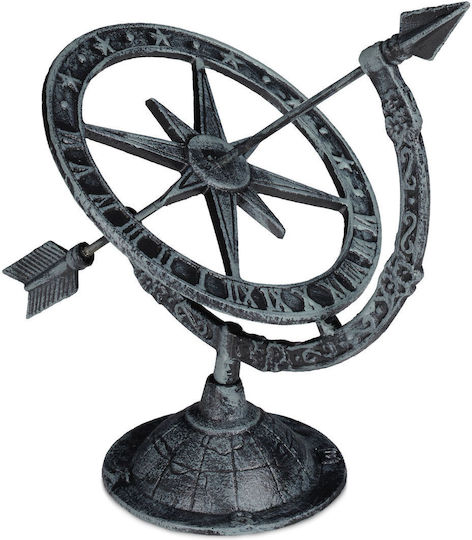 Decor de Grădină Antic Ceas Solar Cifre Romane 1-6 Busolă Fontă 27 X 26 X 18 Cm