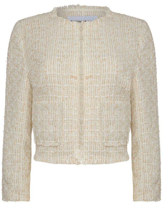 Women's Cardigan with Zipper Ecru
