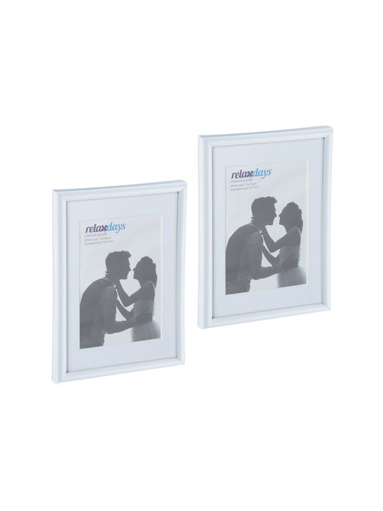 Set 2 rame foto dimensiuni 17,5 x 14 x 9,5 cm alb Relaxdays
