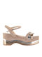 Flache Sandalen für Damen Flatforms in Beige Farbe