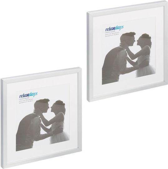 Set aus 2 Fotorahmen Wand Tisch 41 x 41 x 2,5 cm Kunststoff Glas Silber