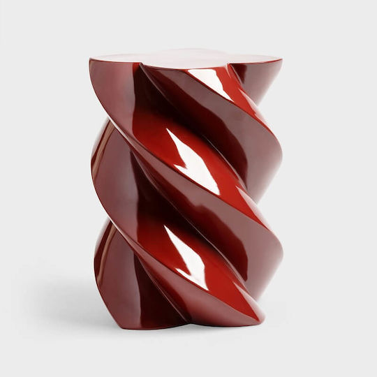 Round Side Table Marshmallow Glass Burgundy 29x29x39.5cm