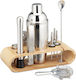 Set Profesional pentru Cocktail Relaxdays Oțel Inoxidabil Suport din Bambus 11 Piese