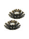 Set 2 Candle Holders Flower-Shaped Black Gold Dimensions 6 x 13.5 Cm Relaxdays