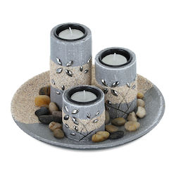 Set of 3 Candle Holders Multicolour Dimensions 13.5 x 22 cm Relaxdays Set of 3 Candle Holders Multicolour Dimensions 13.5 x 22 cm Relaxdays