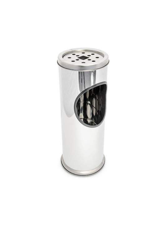 Outdoor-Aschenbecher Mülleimer 37,5 cm Silber Relaxdays