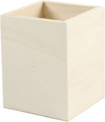 Wooden Pencil Holder 7.5x7.5x9.5cm