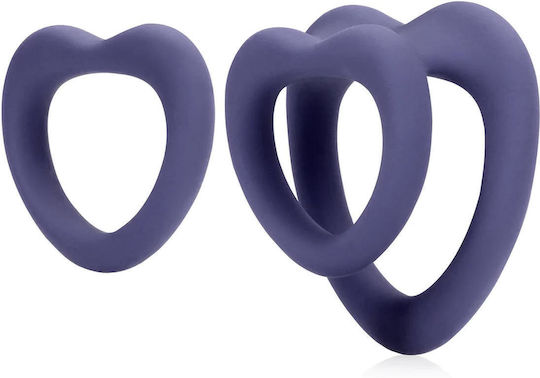Erection Ring Set 3 Heart Cockring Set Violet Storm