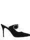 Leather Mules with High Heel in Black Color