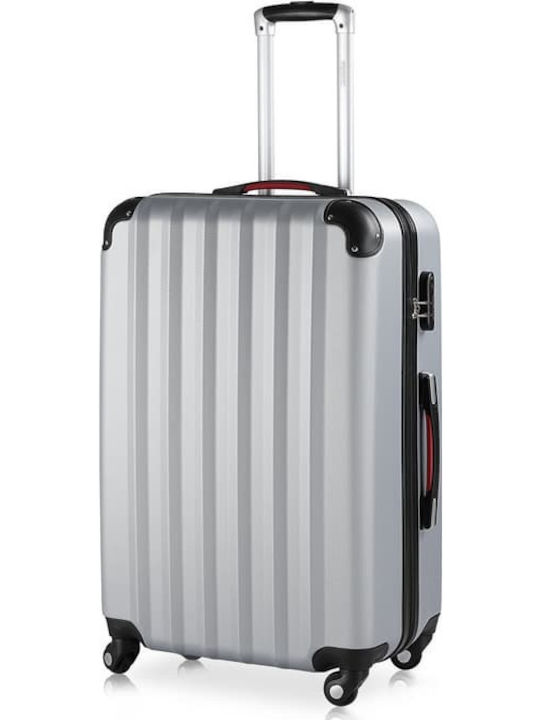 Troler mare pentru avion Monzana Exopack 45.5 X 28 X 70cm 4 roți rotație 360 ABS argintiu