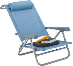 Сгъваем шезлонг с подложка за крака, син, 38.5см x 58см x 112см Relaxdays