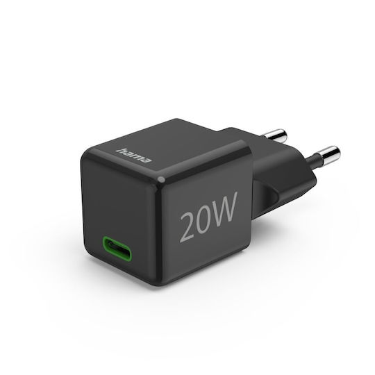HAMA Încărcător Fără Cablu cu Port USB-C 20W Livrarea energiei Negruς (00201984)