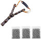 Set Praștie din Lemn 300 Bile Metalice 7 mm Airsoft Praștie 19 cm Maro