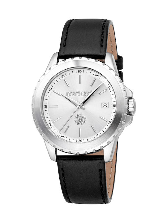 Roberto Cavalli Men's Watch Battery with Black Leather Strap