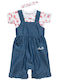 Kids Clothing Set with Dungarees Summer 3 Pieces Navy Blue