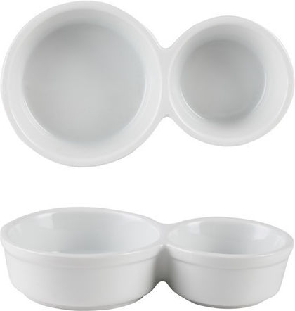 Porcelain Dessert Divided Serving Plate with 2 Slots White Ø18cm 6pcs