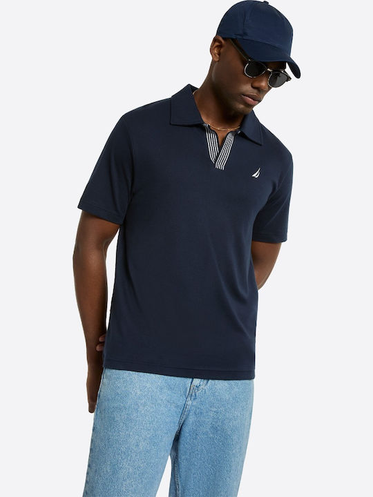Polo Kurzarm Bluse Dunkelblau