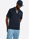 Polo Kurzarm Bluse Dunkelblau