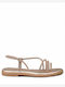 Leather Women's Flat Sandals Rose Gold Size 32 Copper