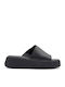 Leather Women's Flat Sandals Flatforms in Black Color