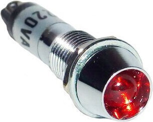 Signalleuchte 220V Schraube LED Rot Metall AD22C-10
