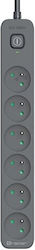 Tracer Power Strip Safety 6 Sockets with Cable 1.8m Gray