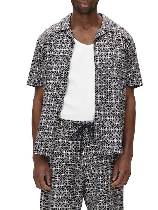 Resort Short-sleeved Shirt Navy Blue